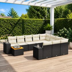 Premium 11 Piece Modular Garden Sofa Set in Black