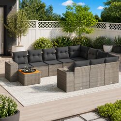 11-Piece Rattan Outdoor Garden Sofa Set with Cushions