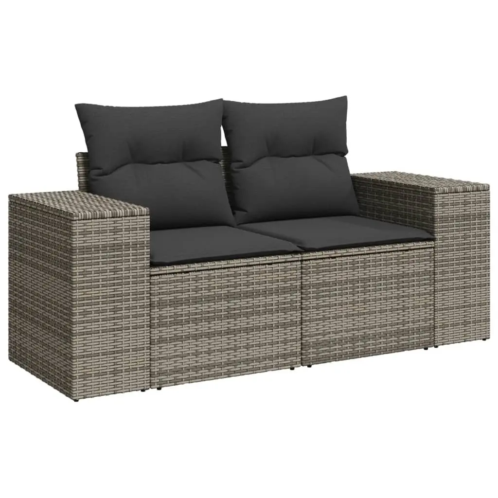 11 Piece Garden Sofa Set PE Rattan Acacia Wood Grey