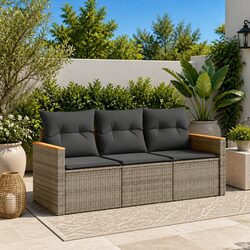 High-Quality Modular Garden Sofa Set - 3 Pieces in Grey