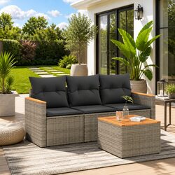 Grey Modular 4 Piece Garden Sofa Set for Outdoor Spaces