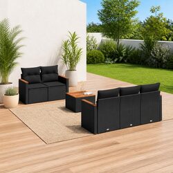 Premium 6-Piece Black Modular Outdoor Sofa Set