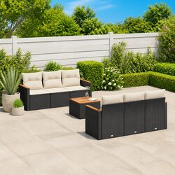 7 Piece Outdoor Patio Furniture Sofa Set in Black