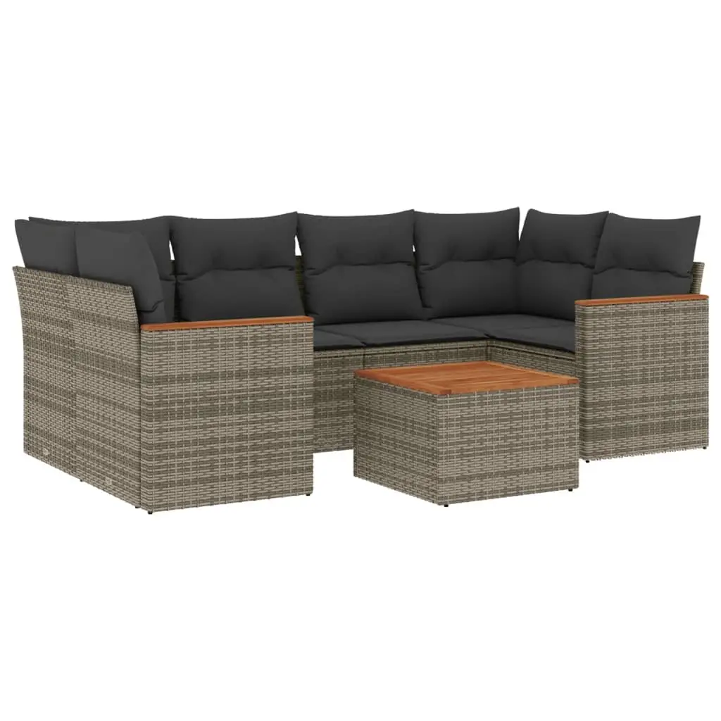 7 Piece Garden Sofa Set Poly Rattan Grey Outdoor Patio Furniture