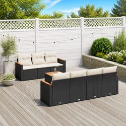 Premium 8 Piece Outdoor Black Poly Rattan Sofa Set