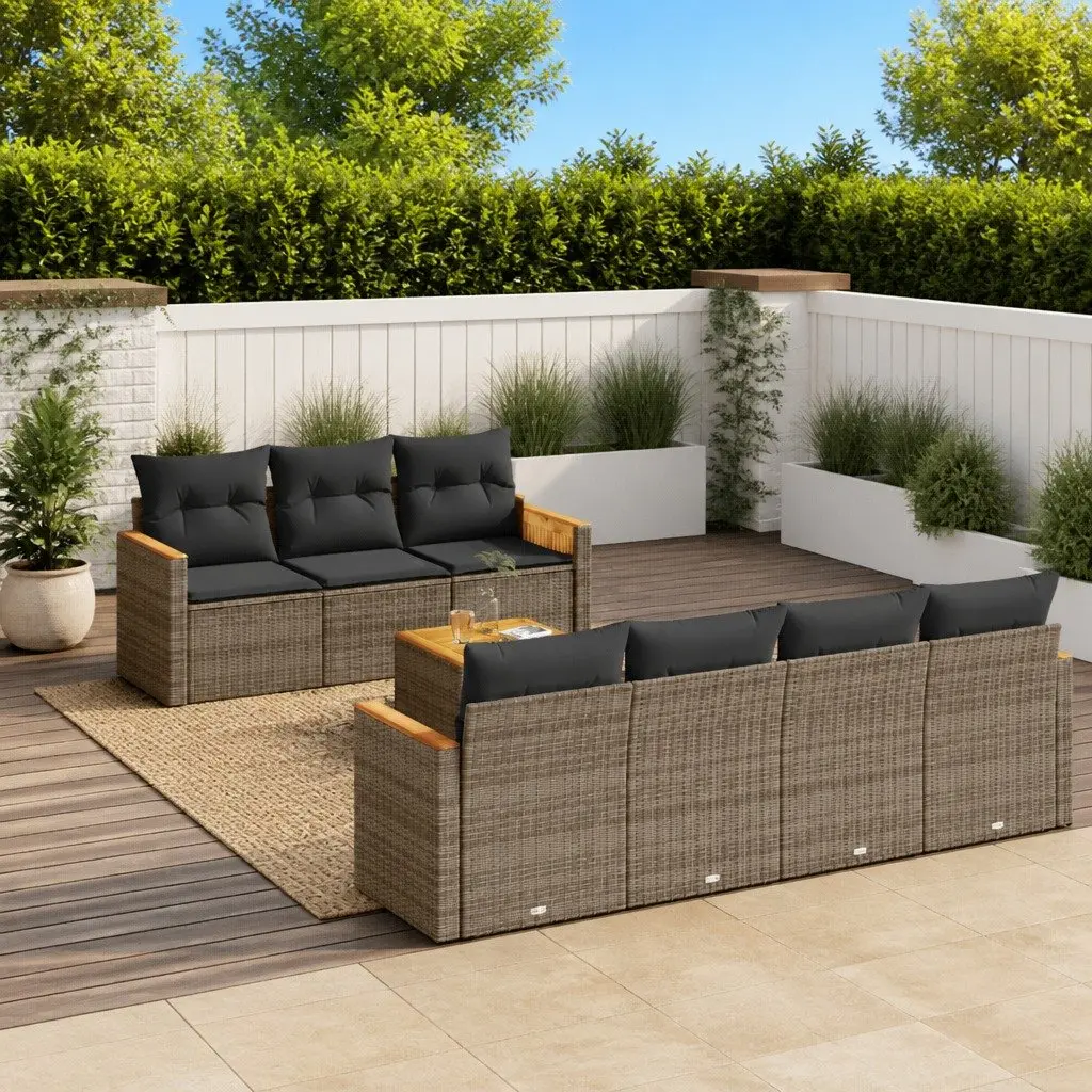 8-Piece Grey Garden Sofa Set for Outdoor Comfort