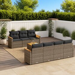 8-Piece Grey Garden Sofa Set for Outdoor Comfort