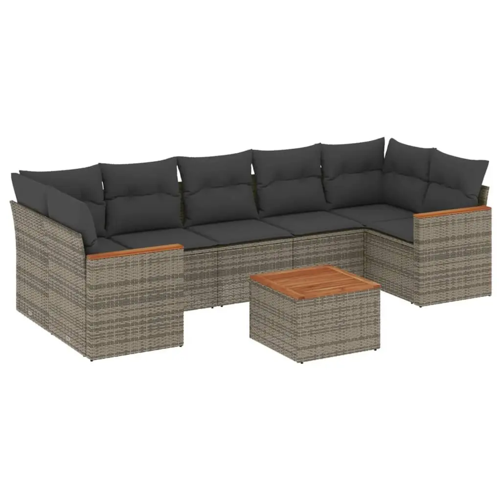 Garden Sofa Set Poly Rattan 8 Piece Outdoor Furniture Grey