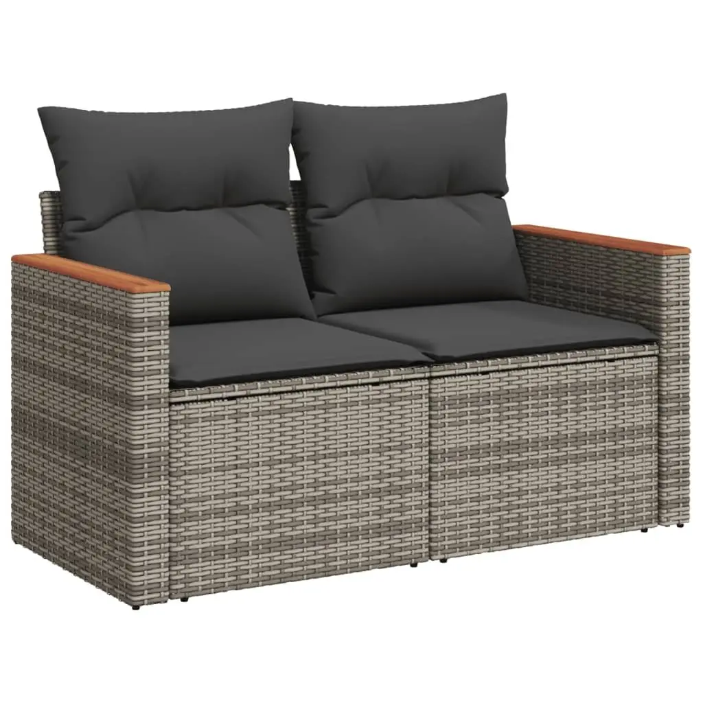 9 Piece Grey Garden Sofa Set with Cushions