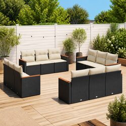 Stylish 12 Piece Modular Black Garden Sofa Set