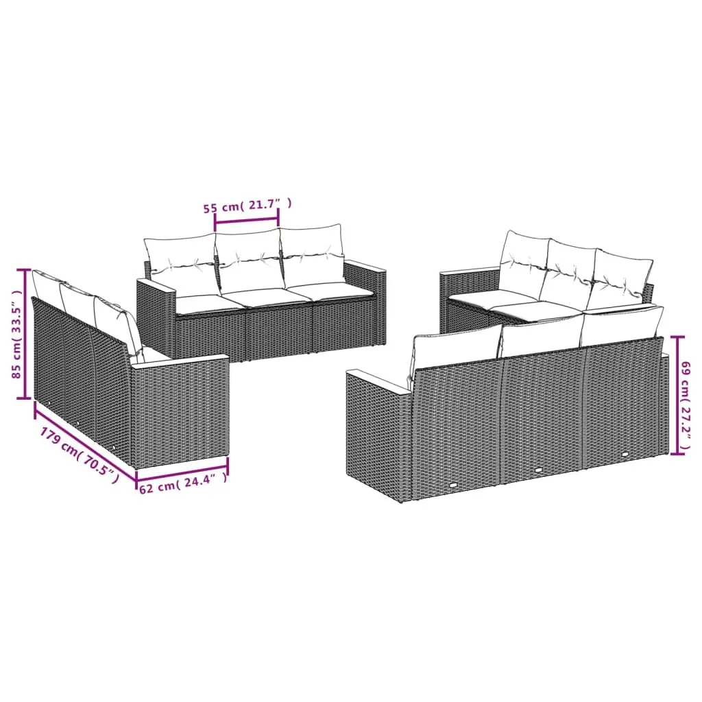 12 Piece Modular Garden Sofa Set in Grey