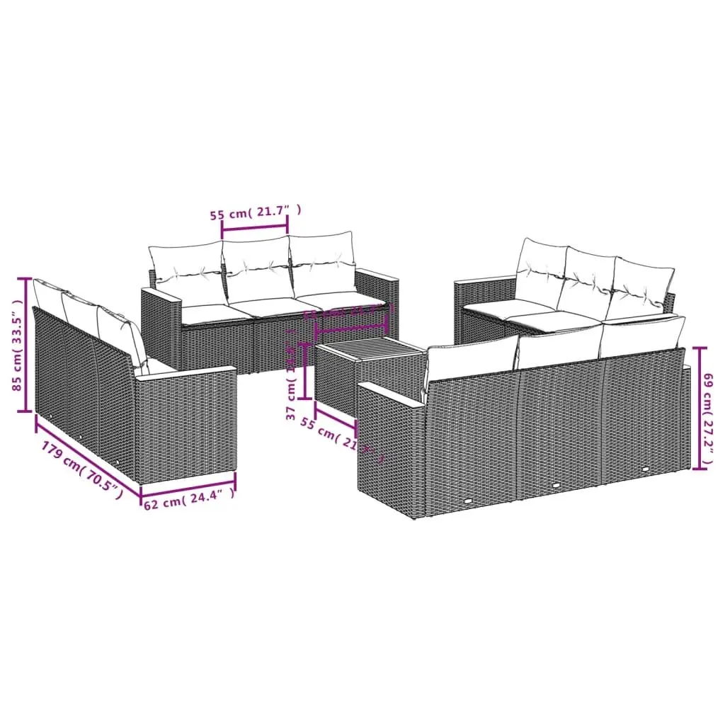 Grey Poly Rattan Garden Sofa Set 13 Pieces
