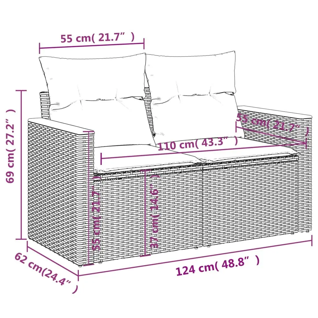 Garden Sofa Set PE Rattan 5 Piece Outdoor Patio Furniture Modular Lounge Beige Cushions