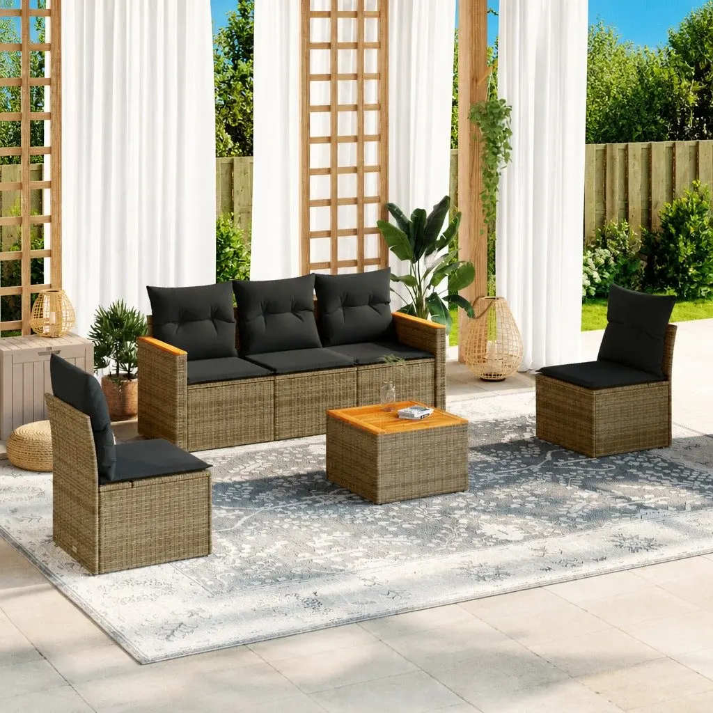 6 Piece Grey Modular Garden Sofa Set for Outdoor Comfort