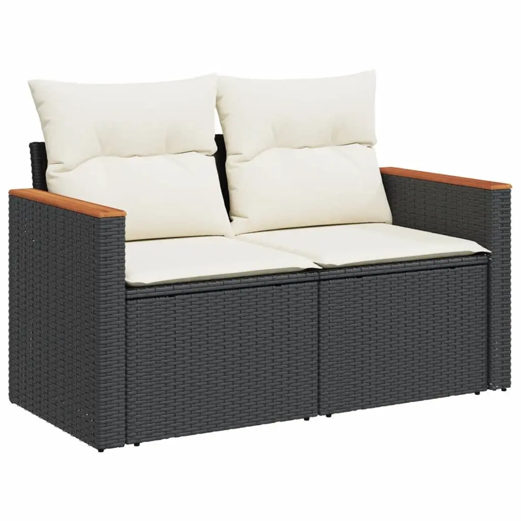 Modular Black Outdoor Garden Sofa Set 6 Pieces