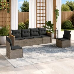 Durable 6 Piece Modular Garden Sofa Set in Grey