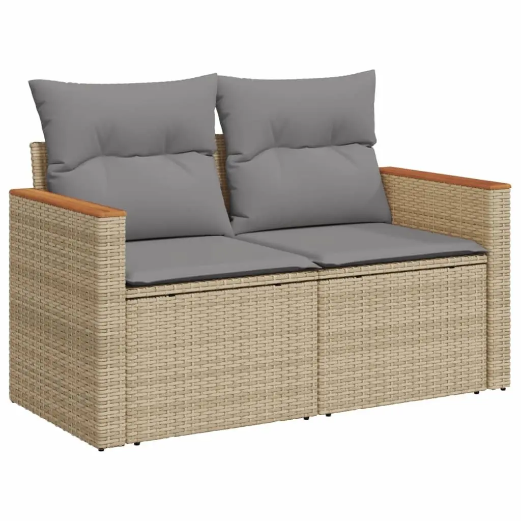 Beige 7-Piece Garden Sofa Set with Cushions