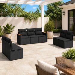 Sturdy 7 Piece Modular Garden Sofa Set for Outdoor Use