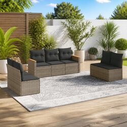 Durable 7-Piece Garden Sofa Set with Cushions in Grey