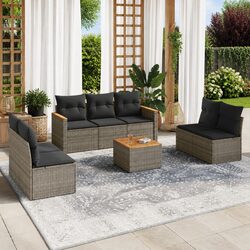 Durable 8 Piece Grey Garden Sofa Set for Outdoor Spaces