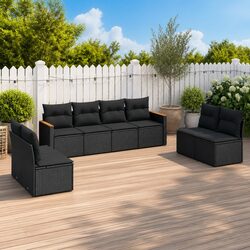 Black 8-Piece Modular Garden Sofa Set for Outdoor Spaces