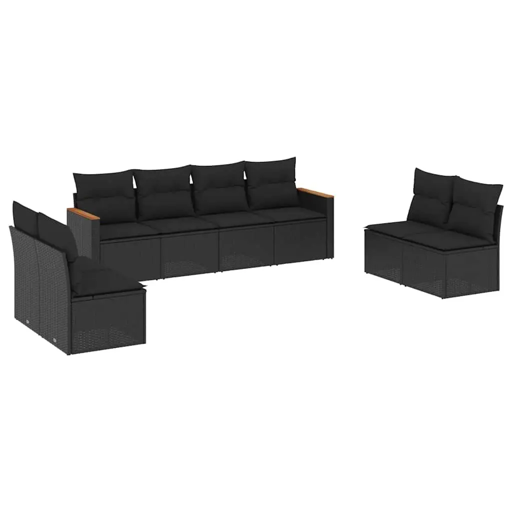 Black 8-Piece Modular Garden Sofa Set for Outdoor Spaces