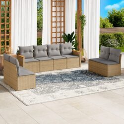 8 Piece Modular Garden Sofa Set with Beige Cushions