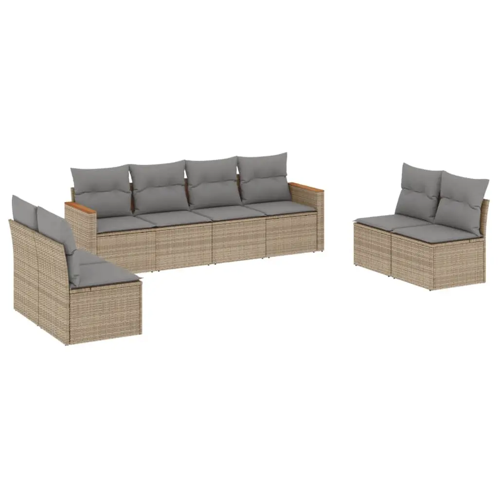 8 Piece Modular Garden Sofa Set with Beige Cushions