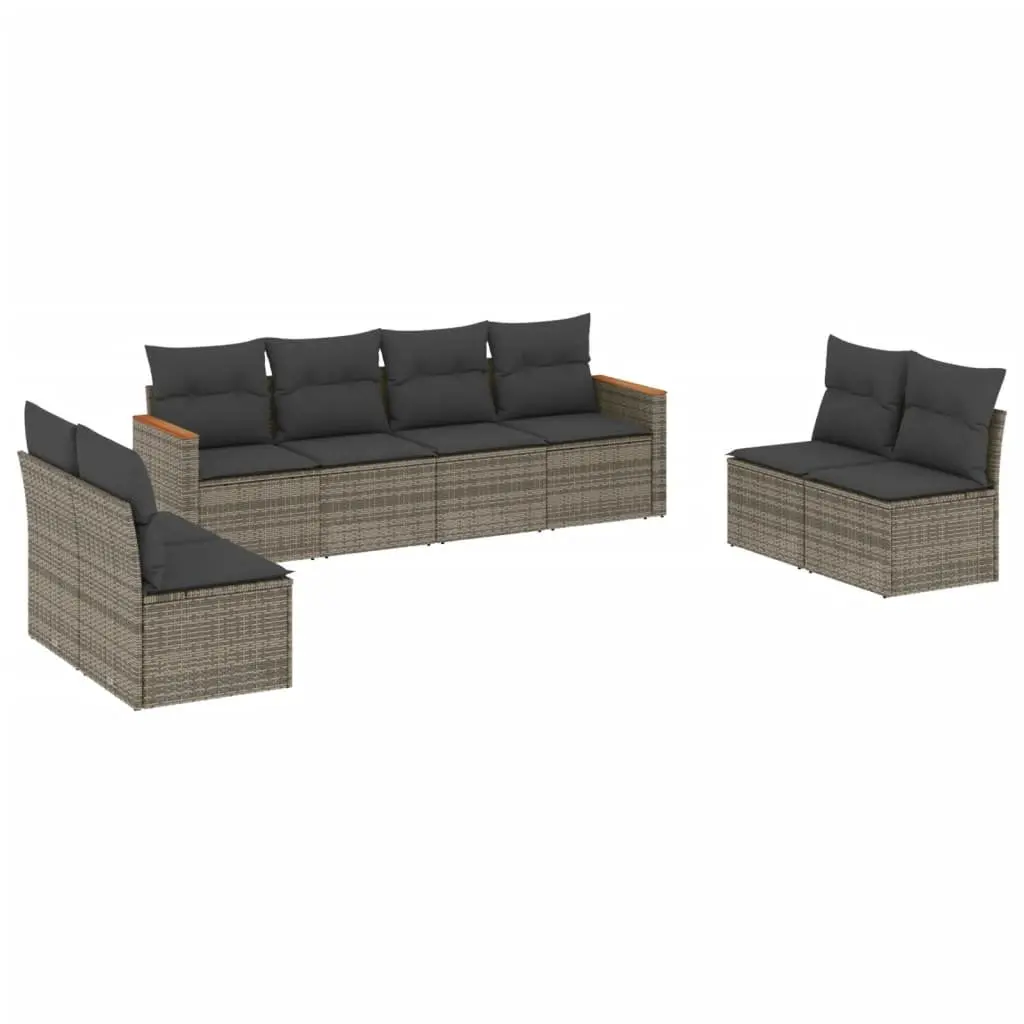 Garden Sofa Set PE Rattan 8 Piece Modular Outdoor Furniture Grey
