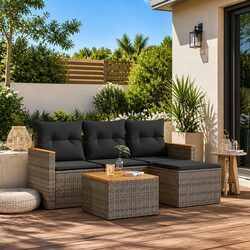 Sturdy 5 Piece Outdoor Garden Sofa Set with Cushions