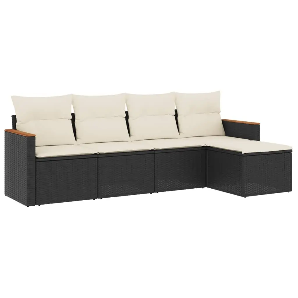 Garden Sofa Set PE Rattan 5 Piece Outdoor Patio Furniture Black