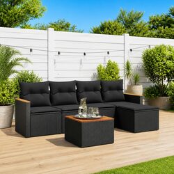 Black Rattan 6-Piece Outdoor Modular Sofa Set