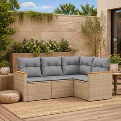 Durable 4-Piece Modular Garden Sofa Set in Beige