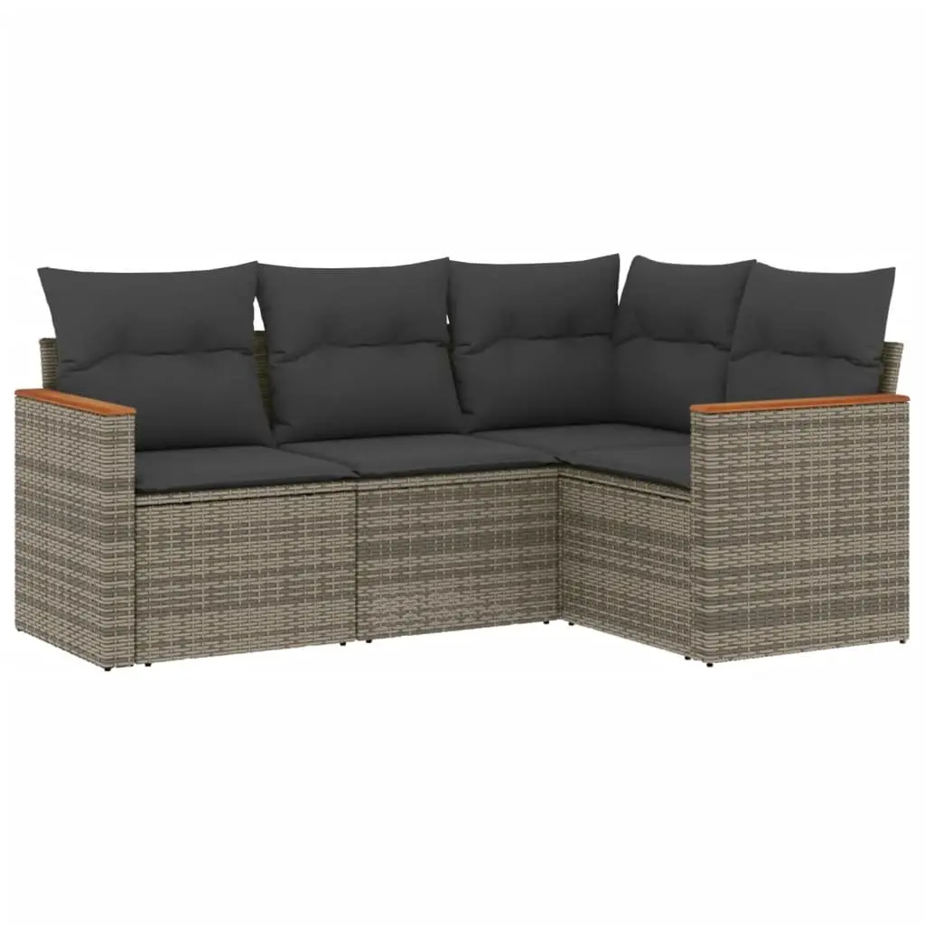 Garden Sofa Set PE Rattan 4 Piece Modular Outdoor Furniture Grey