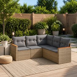 5 Piece Modular Garden Sofa Set in Beige for Outdoor Relaxation