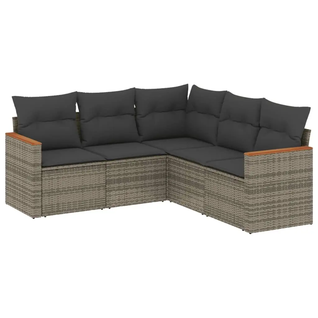 Garden Sofa Set PE Rattan 5 Piece Outdoor Furniture Grey