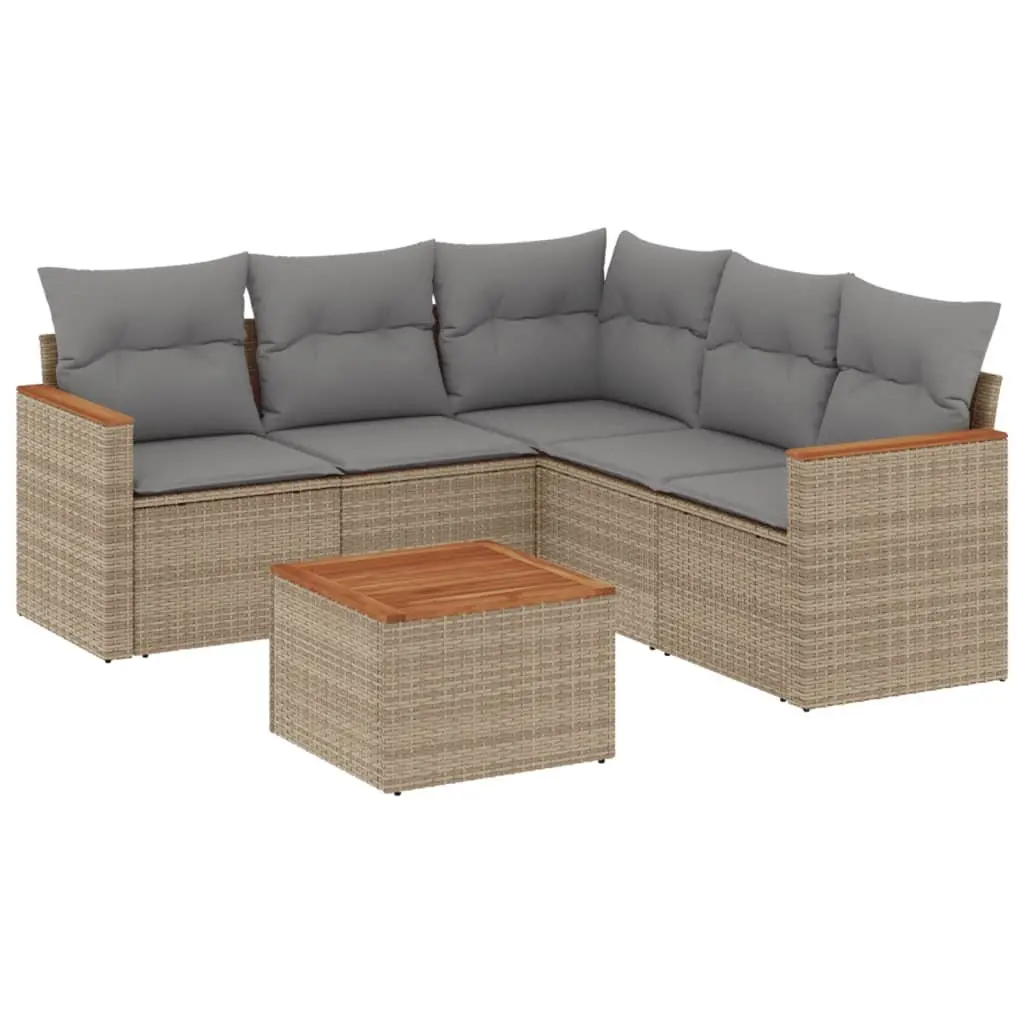 Beige 6 Piece Outdoor Sofa Set with Durable Build