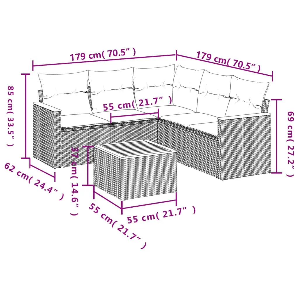 6 Piece Garden Sofa Set for Outdoor Spaces