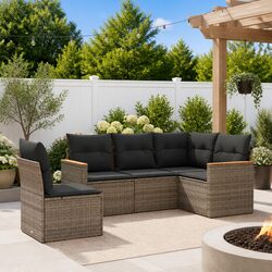 5-Piece Outdoor Garden Sofa Set with Grey Cushions