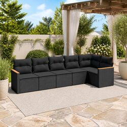 Premium 6-Piece Garden Sofa Set with Black Poly Rattan
