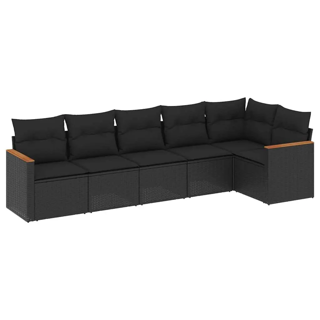 6-Piece Garden Sofa Set with Black Poly Rattan