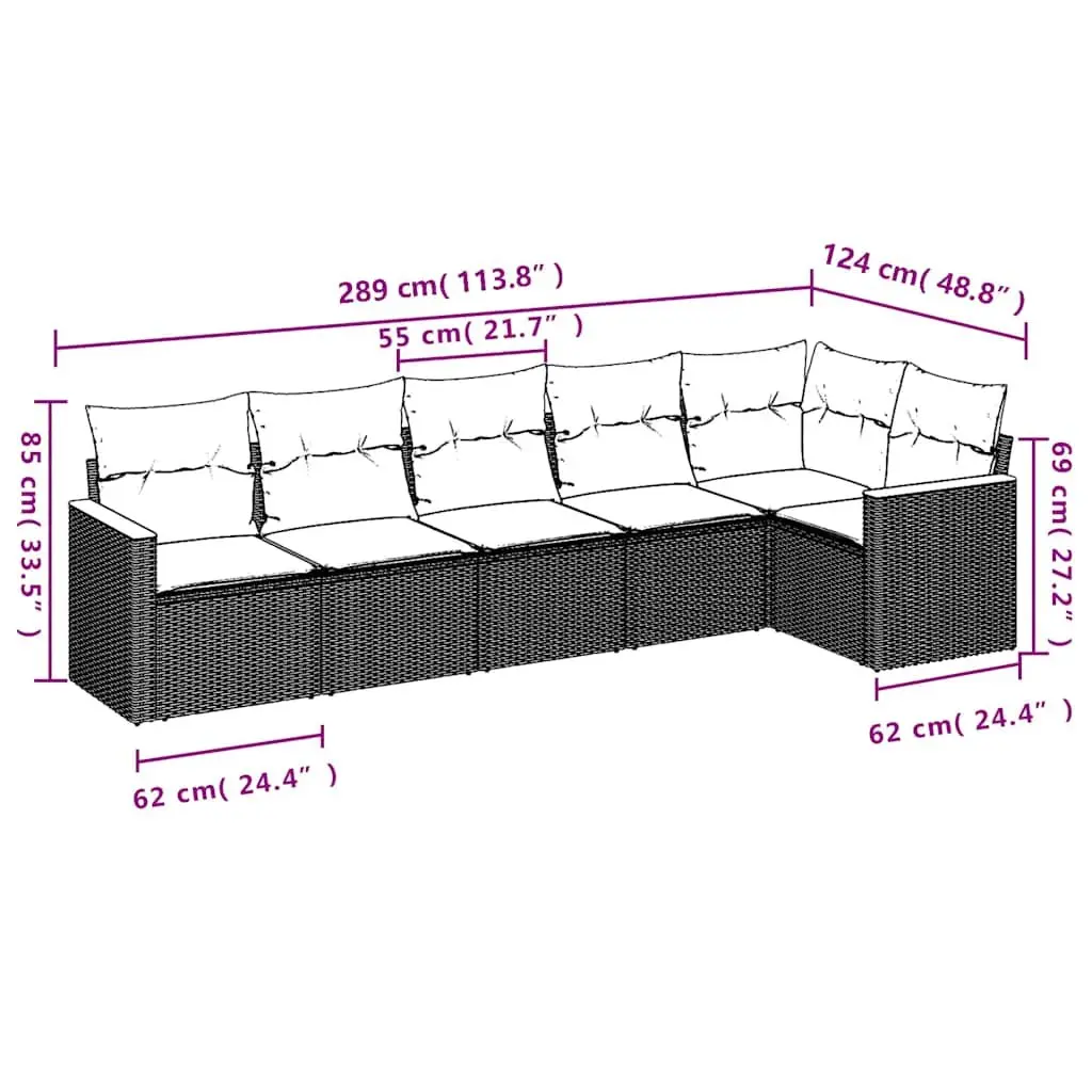 6-Piece Garden Sofa Set with Black Poly Rattan