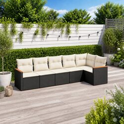 Durable Modular Garden Sofa Set 6-Piece Black Furniture