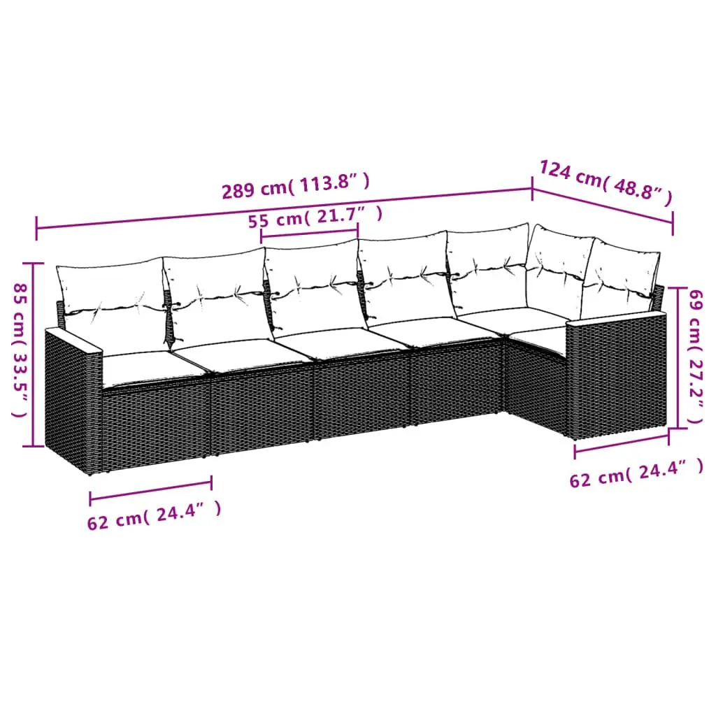 6-Piece Modular Garden Sofa Set for Outdoor Spaces