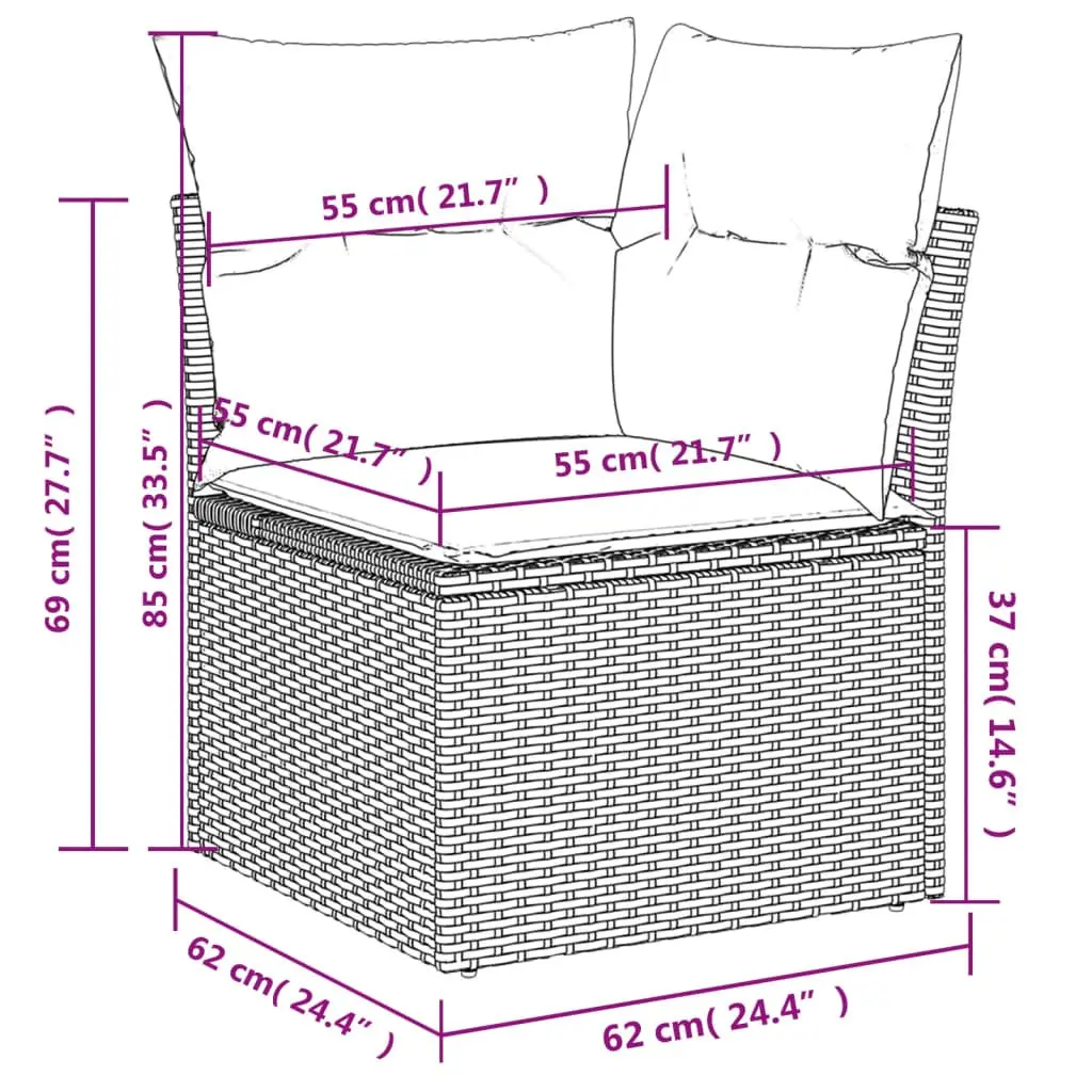 Garden Sofa Set Poly Rattan 7 Piece Outdoor Furniture Patio Beige
