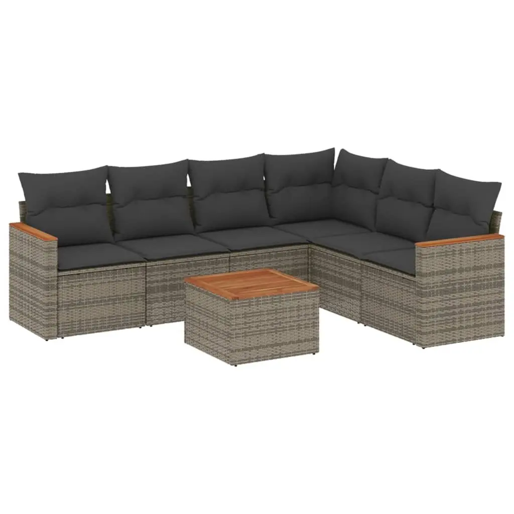 Garden Sofa Set Poly Rattan 7 Piece Outdoor Furniture Grey