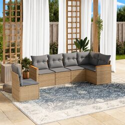 Premium 6-Piece Garden Sofa Set with Beige Cushions