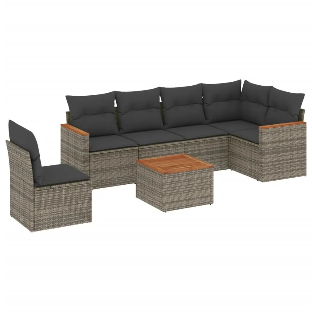 7 Piece Modular Garden Sofa Set in Grey Poly Rattan