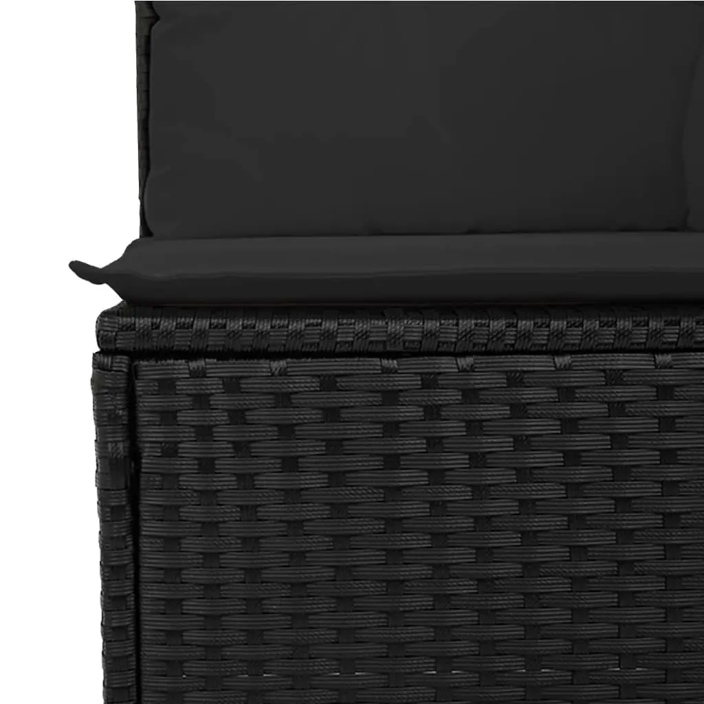 7-Piece Black Garden Sofa Set with Cushions