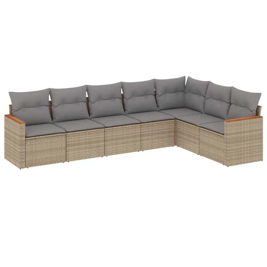 7-Piece Modular Garden Sofa Set with Beige Cushions